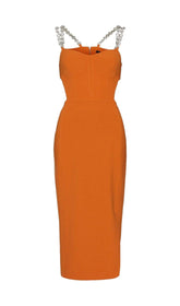 BANDAGE CUTOUT MIDI DRESS IN ORANGE